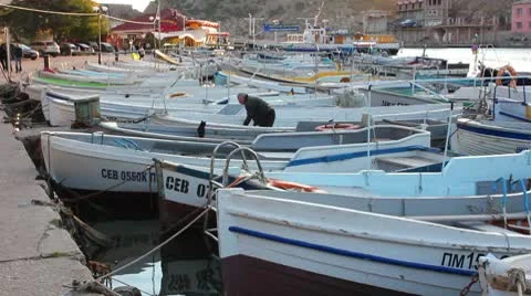 Bay with boats Stock Footage 8850278