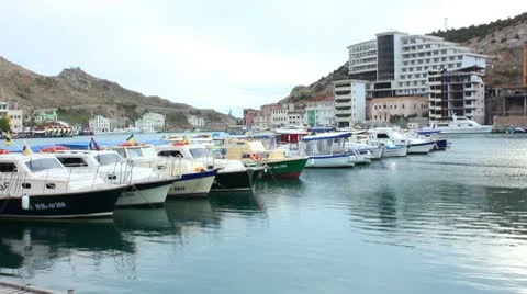Bay with boats Stock Footage 8850395