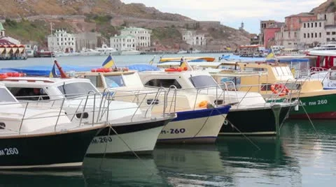 Bay with boats Stock Footage 8850413