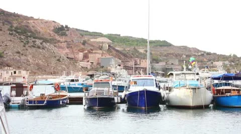 Bay with boats Stock Footage 8850487