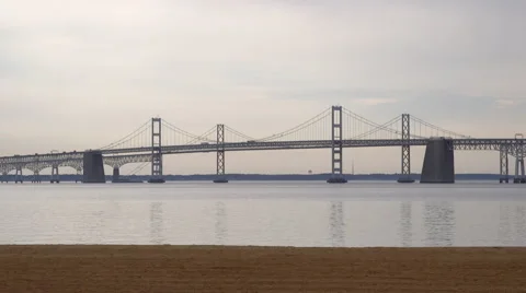Bay Bridge Beach Medium Stock Footage 61140279