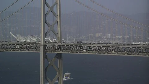 Bay Bridge CA going home traffic Video stock 90525252