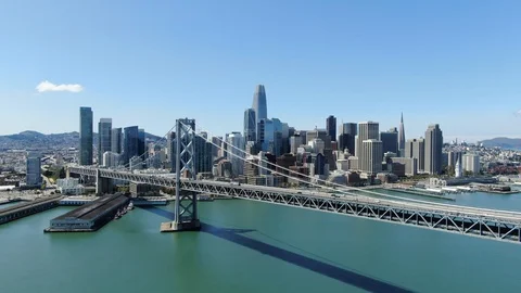 Bay Bridge with Downtown in background Stock Footage 127945526