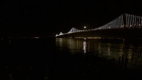 Bay-bridge-night-lights-001307-GOPR0753 Video stock 89987134