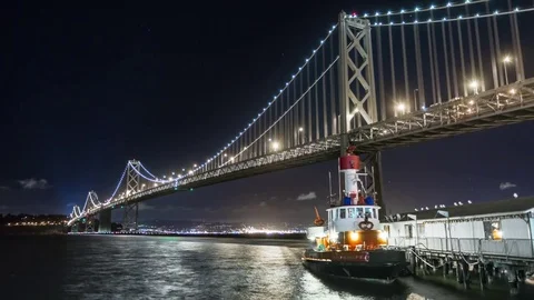 Bay Bridge at night in san francisco timelapse 4K 스톡 동영상 84739656