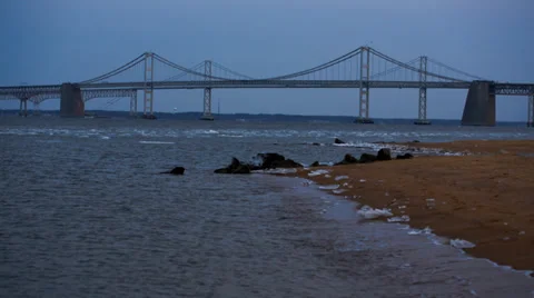Bay Bridge in winter Stock Footage 35004063