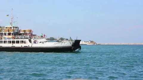 Bay with ferry Stock Footage 8526455