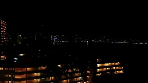 Bay, hotel at night Stock Footage 81179322