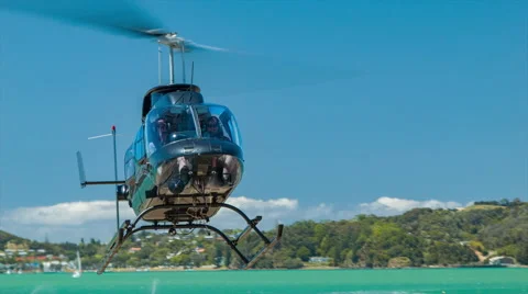 Bay of Islands Sightseeing Excursion Helicopter Landing in Paihia Stock Footage 61092825