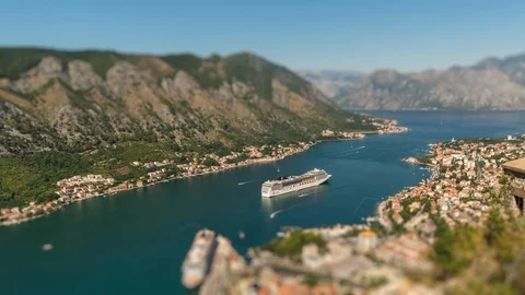 Bay of Kotor Timelapse with Miniature Effect Stock Footage 116653022