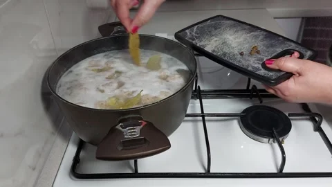 Bay Leaf Magic: The Secret Ingredient for Soup Stock Footage 304411552
