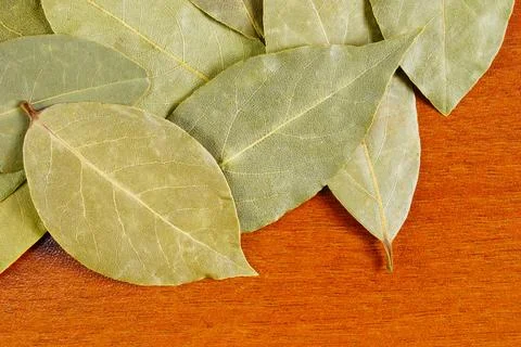 Bay leaf on the table. A popular spice used in cooking. Stock Photos