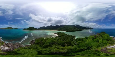 Bay with lush greenery and clear waters. Mahe, Seychelles. Stock Footage 311038154