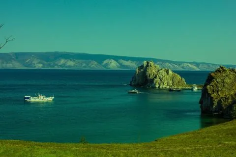 Bay with a rock Stock Photos