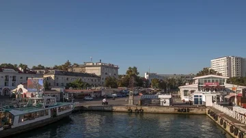 Bay of Sevastopol Hyperlapse. Moving Ship Pov Footage Stockbeeldmateriaal 85951001