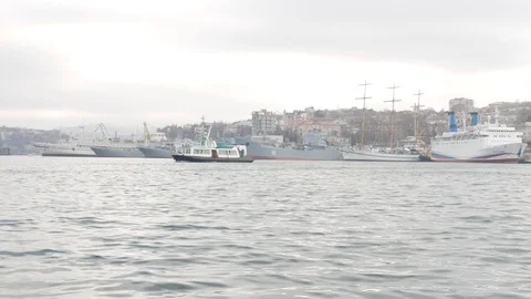 Bay in Sevastopol view from the ship Stock Footage 129761005