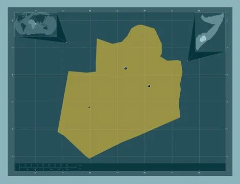 Bay, Somalia. Solid color shape. Locations of major cities of the region 스톡 일러스트