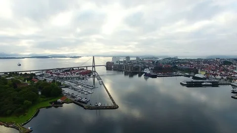 The bay of Stavanger, top view Stock Footage