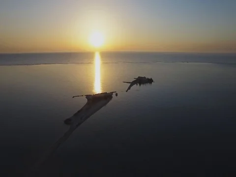 Bay Sunset Aerial Stock Footage 80825332