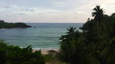 A bay with surfers. Stock Footage 318564745