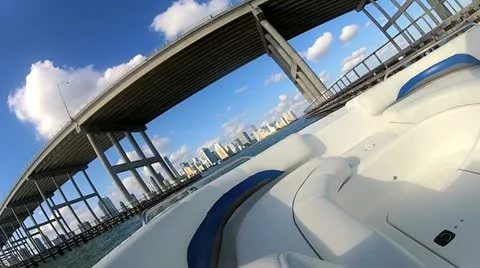 Bay view of the many elevated overseas causeways within Miami city, Florida, USA Stock Footage 22151125