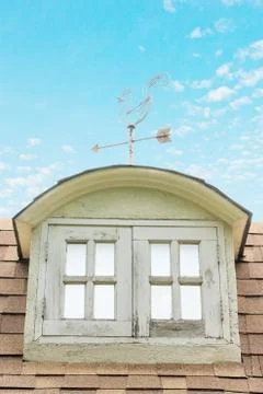 Bay window on the facade of house Stock Photos