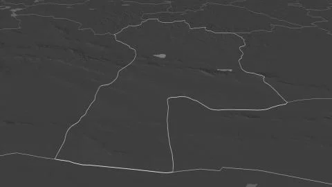 Bayanhongor, Mongolia. Bilevel elevation map with surface waters Stock Illustration