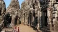 Bayon - ancient Khmer temple in Angkor Thom temple complex in Cambodia HD Footage