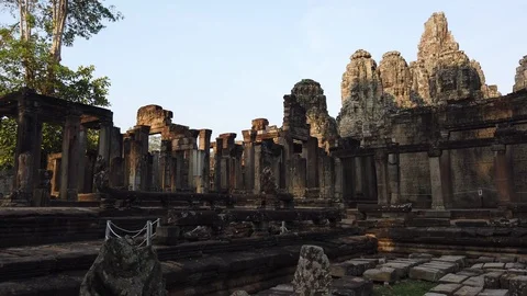 Bayon Temple, Angkor compex, Siem Reap, Cambodia Stock Footage 106248427