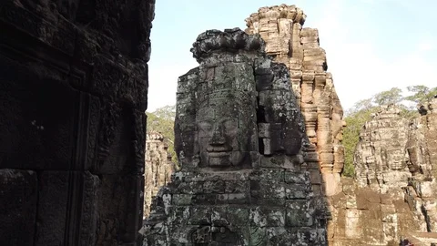 Bayon Temple, Angkor compex, Siem Reap, Cambodia Stock Footage 106252231