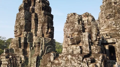 Bayon Temple, Angkor compex, Siem Reap, Cambodia Stock Footage 106252994