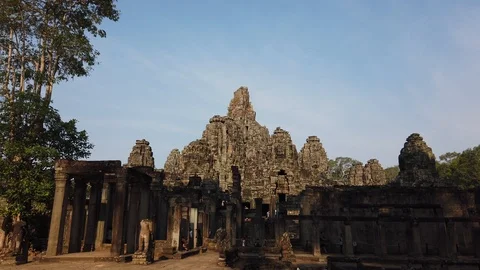 Bayon Temple, Angkor compex, Siem Reap, Cambodia Stock Footage 106253503