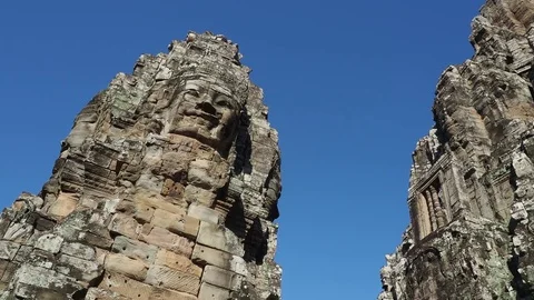 Bayon temple of faces in Angkor Wat, Cambodia Video stock 74071608