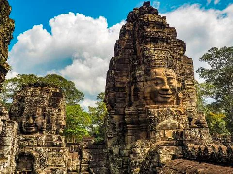 Bayon temple of faces Stock Photos