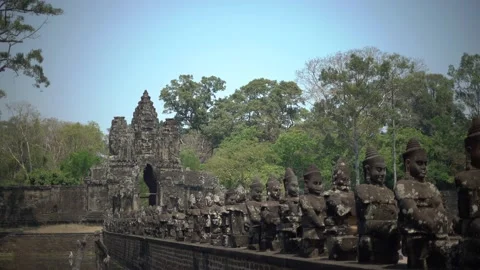 Bayon Temple Gate From The Side Angkor Wat Video stock 235974843