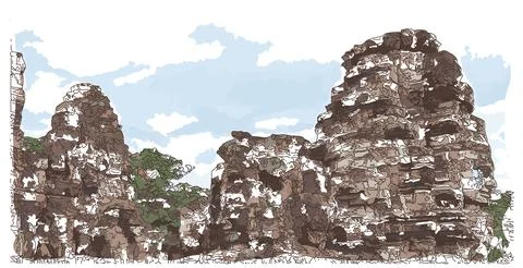 Bayon Temple Stock Illustration
