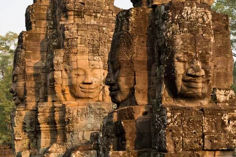 Bayon temple at sunset Stock Photos