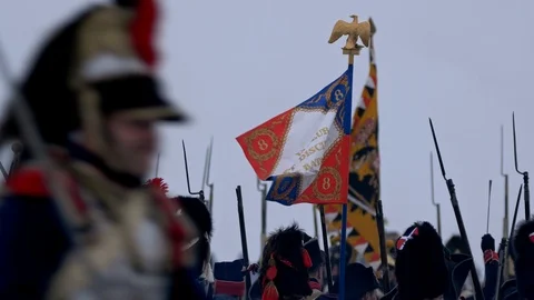 Bayonets and flags in Napoleonic wars Stock Footage 101270742