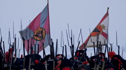 Bayonets and flags in Napoleonic wars Stock Footage 101270915