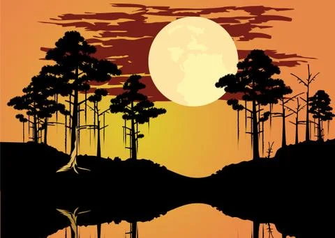 Bayou swamp theme vector Stock Illustration
