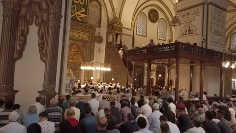 Bayram in Grand Mosque Bursa Stock Footage 135956764