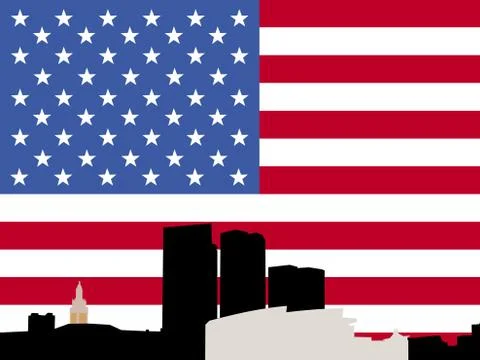 Bayside miami with  flag Ilustración de archivo