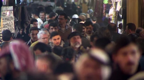 Bazaar of Aleppo, crowded, Syria.mp4 Video stock 61396115