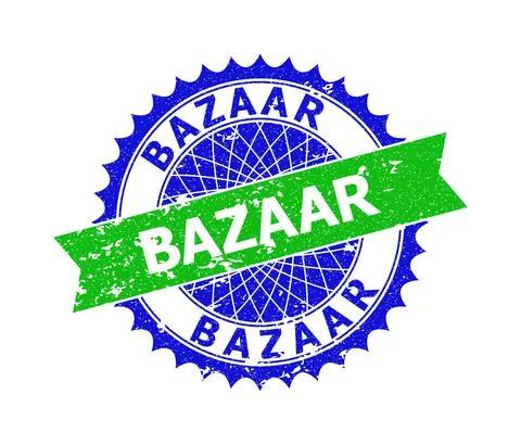 BAZAAR Bicolor Rosette Corroded Stamp Seal Stock Illustration