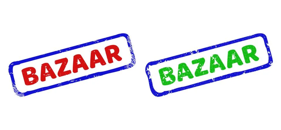 BAZAAR Bicolor Rough Rectangular Seals with Corroded Styles Stock Illustration