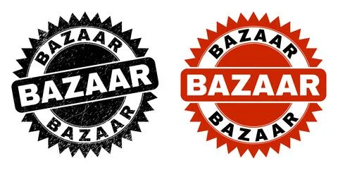 BAZAAR Black Rosette Seal with Unclean Texture Stock Illustration