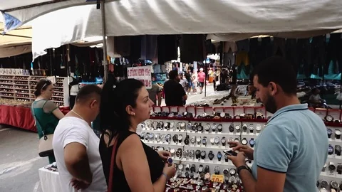 Bazaar market negotiating Stock Footage 110936781