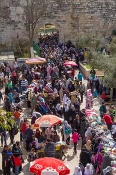 Bazaar in the old city of jerusalem . Stock Photos