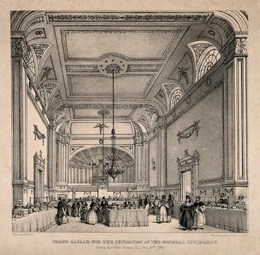 Bazaar for the opening of an extension to Hull infirmary. Lithograph after .. Ilustración de archivo