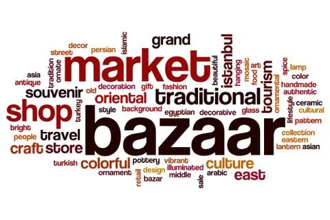 Bazaar word cloud Ilustración de archivo
